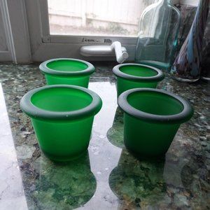 Green glass tea lights